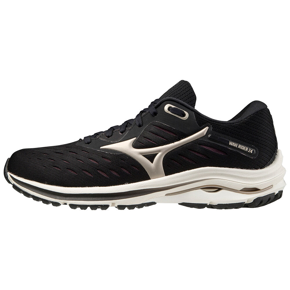 Mizuno Wave Rider 24 Női Futócipő Fekete/Arany Platina DJC301265